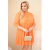 Moteriška Plus Size medvilninė suknelė su raukiniais, oranžinės spalvos