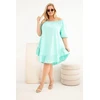 Moteriška Plus Size medvilninė suknelė su raukiniais, mėtų spalvos