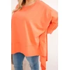 Moteriška Plus Size medvilninė tunika su asimetrišku apačios kirpimu, persikų spalvos