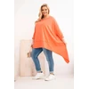 Moteriška Plus Size medvilninė tunika su asimetrišku apačios kirpimu, persikų spalvos