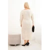 Moteriška Plus Size megzta suknelė su moheru, smėlio spalvos