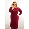 Moteriška Plus Size megztinė suknelė su mohera, burgundiškos spalvos