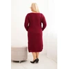 Moteriška Plus Size megztinė suknelė su mohera, burgundiškos spalvos
