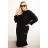 Moteriška Plus Size megztinė suknelė su kišene, juodos spalvos