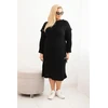 Moteriška Plus Size megztinė suknelė su kišene, juodos spalvos