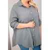 Moteriška Plus Size muslininė palaidinė, tamsiai pilkos spalvos