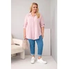 Moteriška Plus Size muslino palaidinė, pudrinės rožinės spalvos