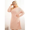 Moteriška Plus Size oversize megztinė suknelė su moheriu, pudrinės rožinės spalvos