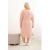 Moteriška Plus Size oversize megztinė suknelė su moheriu, pudrinės rožinės spalvos