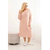 Moteriška Plus Size oversize megztinė suknelė su moheriu, pudrinės rožinės spalvos
