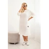 Moteriška Plus Size oversize moherio suknelė su kišene, ekru spalvos
