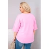 Moteriška Plus Size oversize palaidinė V formos iškirpte, šviesiai rožinė
