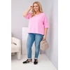 Moteriška Plus Size oversize palaidinė V formos iškirpte, šviesiai rožinė