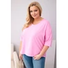 Moteriška Plus Size oversize palaidinė V formos iškirpte, šviesiai rožinė