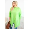 Moteriška Plus Size palaidinė asimetriniu priekiu, šviesiai žalios spalvos