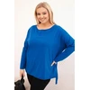 Moteriška Plus Size palaidinė ilgomis rankovėmis, kobalto mėlynos spalvos
