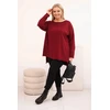 Moteriška Plus Size palaidinė ilgomis rankovėmis, bordo spalvos