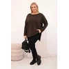 Moteriška Plus Size palaidinė ilgomis rankovėmis, rudos spalvos