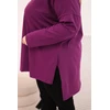 Moteriška Plus Size palaidinė ilgomis rankovėmis, tamsiai violetinė