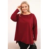 Moteriška Plus Size palaidinė ilgomis rankovėmis, bordo spalvos