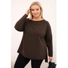 Moteriška Plus Size palaidinė ilgomis rankovėmis, rudos spalvos