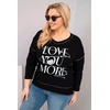 Moteriška Plus Size palaidinė „Love You More“, juodos spalvos