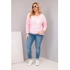 Moteriška Plus Size palaidinė „Love You More“, šviesiai rožinės spalvos