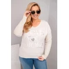 Moteriška Plus Size palaidinė „Love You More“, smėlio spalvos