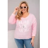 Moteriška Plus Size palaidinė „Love You More“, šviesiai rožinės spalvos