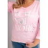 Moteriška Plus Size palaidinė „Love You More“, šviesiai rožinės spalvos