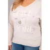 Moteriška Plus Size palaidinė „Love You More“, smėlio spalvos