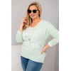Moteriška Plus Size palaidinė LOVE YOU MORE, mėtų spalvos
