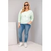 Moteriška Plus Size palaidinė LOVE YOU MORE, mėtų spalvos