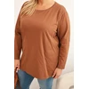 Moteriška Plus Size palaidinė su apvalia iškirpte, kapučino spalvos