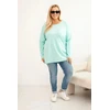 Moteriška Plus Size palaidinė su apvalia iškirpte, mėtų spalvos