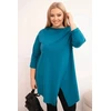 Moteriška Plus Size palaidinė su asimetriniu priekiu, mėlynos spalvos