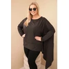 Moteriška Plus Size palaidinė su asimetriniu apačios kirpimu, ruda