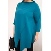 Moteriška Plus Size palaidinė su asimetriniu priekiu, mėlynos spalvos