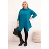 Moteriška Plus Size palaidinė su asimetriniu priekiu, mėlynos spalvos