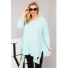 Moteriška Plus Size palaidinė su asimetriniu kirpimu, mėtų spalvos