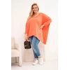 Moteriška Plus Size palaidinė su asimetriniu apačios kraštu ir V formos iškirpte, abrikosų spalvos