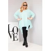 Moteriška Plus Size palaidinė su asimetriniu kirpimu, mėtų spalvos