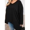Moteriška Plus Size palaidinė su asimetriška apačia ir V iškirpte, juodos spalvos