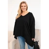 Moteriška Plus Size palaidinė su asimetriška apačia ir V iškirpte, juodos spalvos