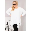 Moteriška Plus Size palaidinė su asimetrišku apačios kirpimu ir iškirpimais, balta
