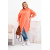 Moteriška Plus Size palaidinė su asimetrišku priekiu, persikinės spalvos