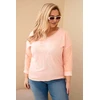 Moteriška Plus Size palaidinė su blizgančiu užrašu, abrikosų spalvos