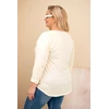 Moteriška Plus Size palaidinė su dekoratyviniu užrašu ir perlais, geltonos spalvos
