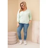 Moteriška Plus Size palaidinė su dekoratyviniu užrašu „Time to Shine“, mėtų spalvos