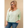 Moteriška Plus Size palaidinė su dekoratyviniu užrašu „Time to Shine“, mėtų spalvos